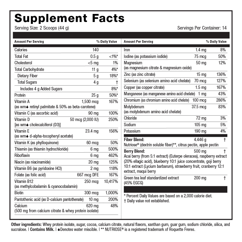 BARI-COMPLETE: MULTIVITAMIN, CALCIUM, FIBER, &amp; PROTEIN FUSION CHOCOLATE MILK 